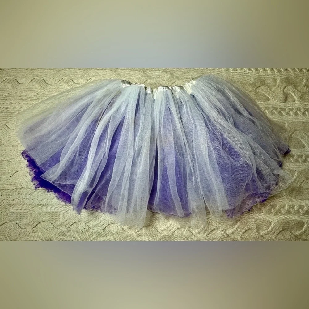 Purple & White Reversible Tutu and Unicorn Hat Set #1608